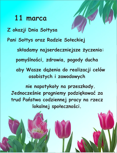 Błękitna kartka z życzeniami na dzień sołtysa